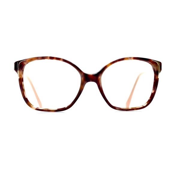 Prada Accessories - Prada Brown Pink Tortoise Gold Cat Eye Square Glasses Italy SPR 01O 55 17 140